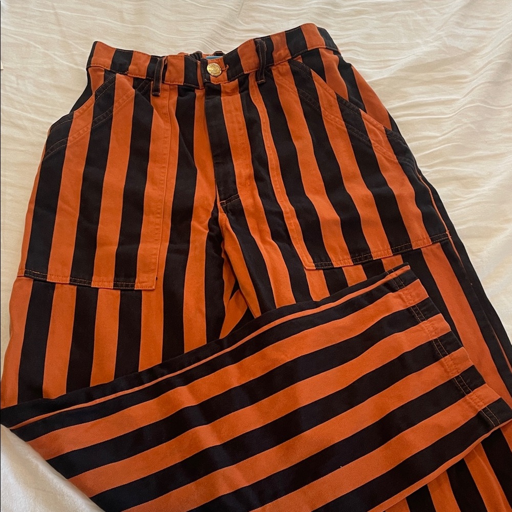 Big Bud Press Orange and Black Striped Flare Pants - Picture 6 of 6